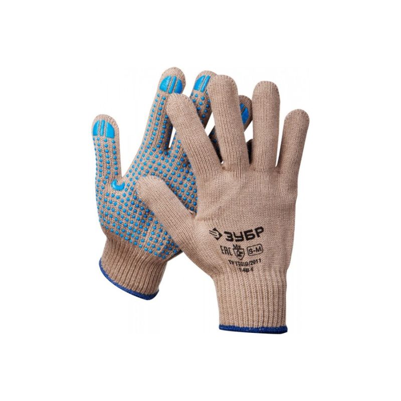 Перчатки утепленные акриловые ЗУБР ЕНИСЕЙ 11463-XL хлопчатобумажные с защитой от скольжения перчатки зубр
