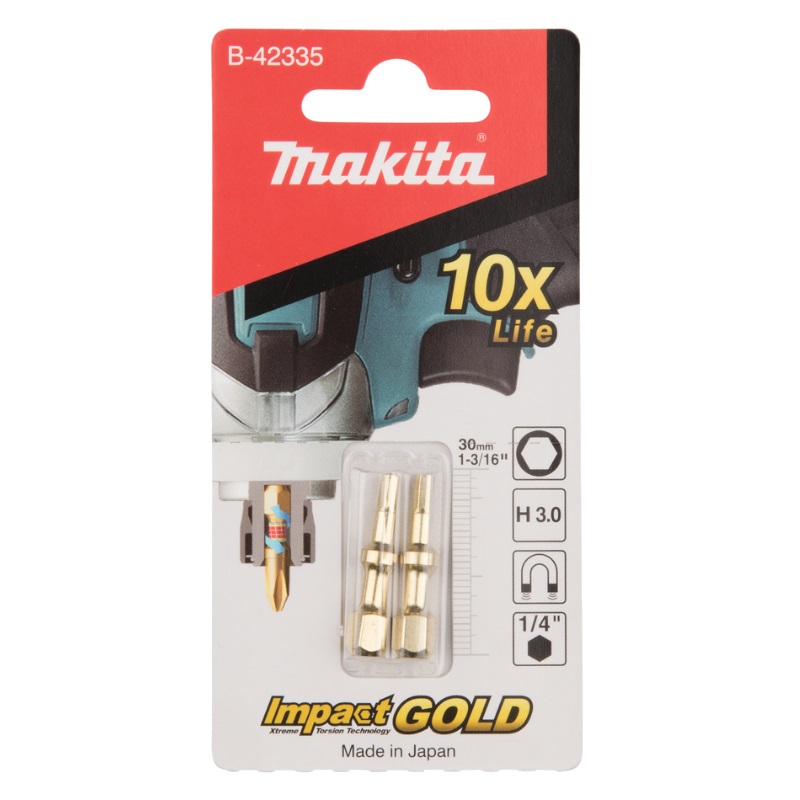 Насадка Makita Impact Gold ShorTon HEX3.0 B-42335, 30 мм, E-form (MZ), 2 шт. 1 2 industrial rechargeable torque electric brushless motor cordless 36v impact power wrench