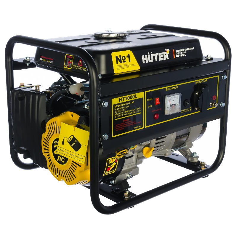 Генератор на бензине Huter HT1000L (двигатель 163 см3, 1кВт, ручной запуск) электрогенератор huter dy9500lx 3 pro