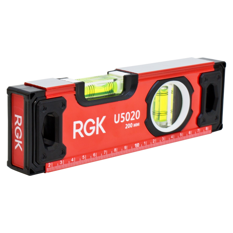 Уровень пузырьковый Rgk U5020, 20 см, точность 0,5 мм/м, 3 глаза, магнит. металл 1,1 мм уровень пузырьковый rgk u3100 100 см магнит 752107