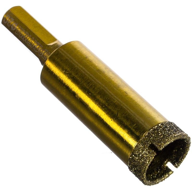 Алмазная коронка по керамограниту Практика 035-066 (диаметр сверления 20 мм, мокрый рез 1 шт.) пылезащитный кожух для сверления 1 td19