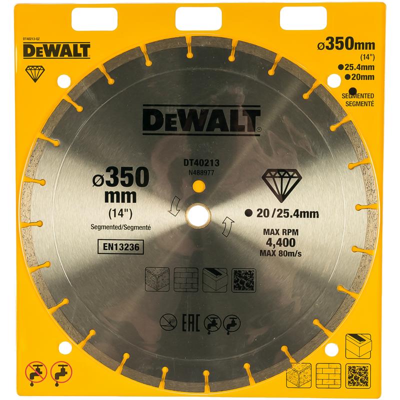 Алмазный диск DeWalt DT40213-QZ, 350х25.4/20 мм пильный диск dewalt construct dt1935 qz 165 20 мм