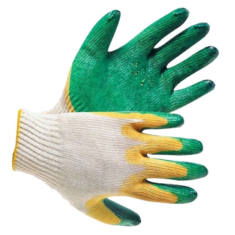 Трикотажные перчатки х/б с двойным латексом (пара) стандартные хлопчатобумажные перчатки фабрика перчаток