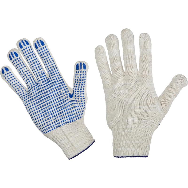 Трикотажные перчатки х/б с ПВХ, 10 класс, 5 нитей, (пара) трикотажные перчатки лето